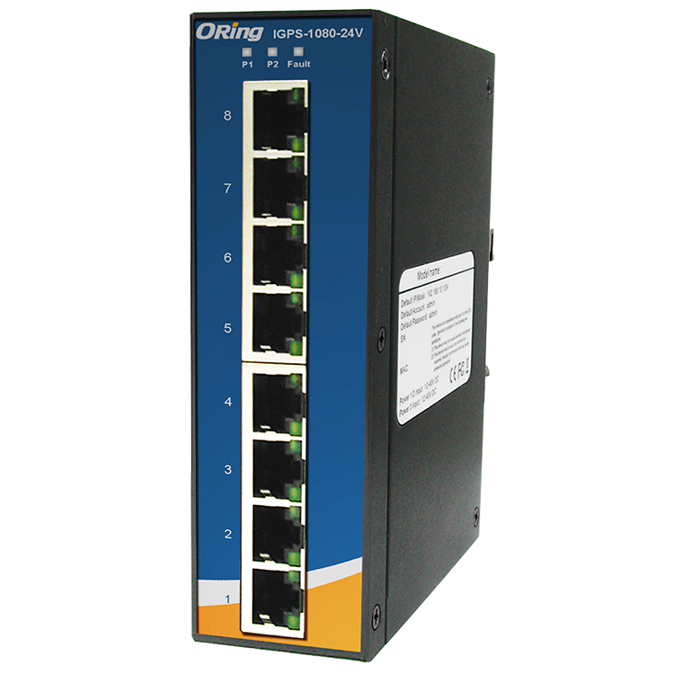 IGPS-1080-24V 8GE IEEE 802.3af/at, 24VDC